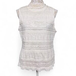 Ivory Lace Romantic Tank Top Chic Size XL Boho Classy Clean Girl Cottage Core